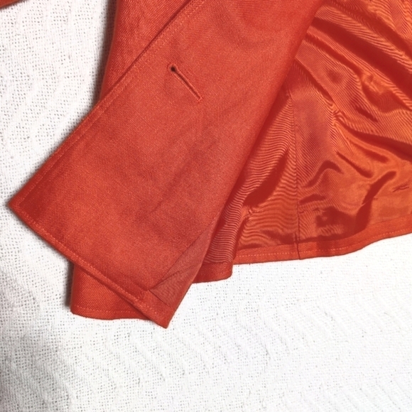 Lauren Ralph Lauren  Single Breasted 100% Linen Lined Orange Jacket Women Size 8 - Picture 5 of 14
